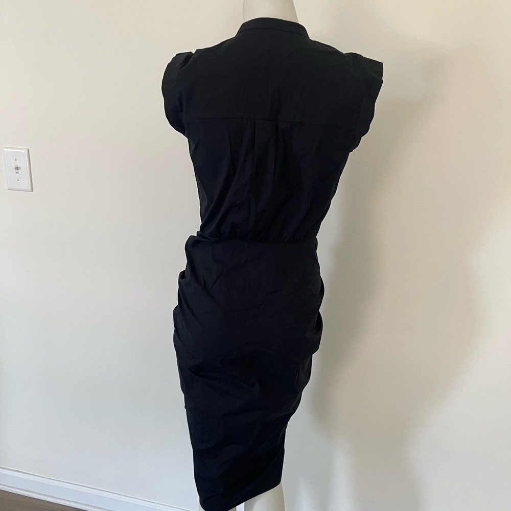 Veronica Beard Black Button-Front Ruched Midi Ski… - image 8